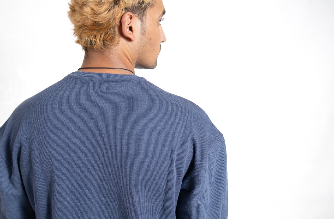 Navy blue Baggy down shoulder
